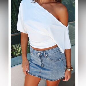 NWT White Fox Boutique Press Reset Denim 5 Pocket Mini Light Wash Blue Medium